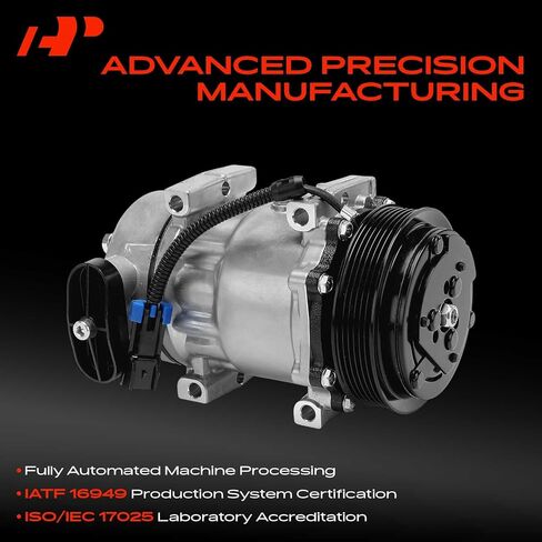 A-Premium Air Conditioner AC Compressor with Clutch Compatible with Peterbilt 379 2005, 387 2003, 6-Groove Pulley in Kuwait
