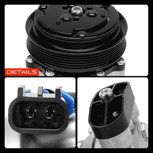 A-Premium Air Conditioner AC Compressor with Clutch Compatible with Peterbilt 379 2005, 387 2003, 6-Groove Pulley in Kuwait