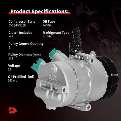 PHOBOOS A/C Compressor with Clutch Compatible with Hyundai Tucson 2.0L 2017-2018 (From 01/03/2017), Fast Cooling, Low Noise, Easy Installation, Ref.CO-11578C, 178335 in Kuwait