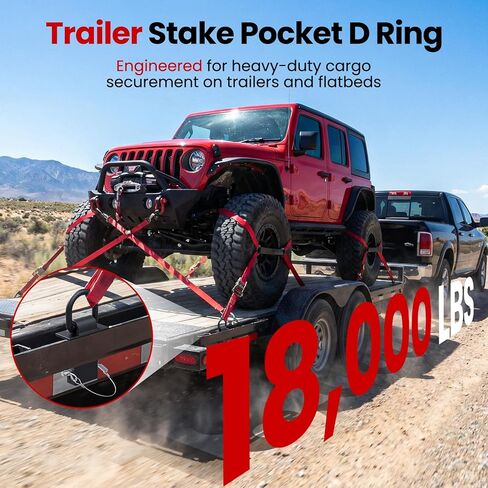 Stake Pocket D Ring, 18000lbs D Rings Heavy Duty Stake Pocket Tie Down for Trailers and Flatbeds Trucks, Removable Trailer Tractor Tie Down Accessories Anchor for Flatbed Cargo Trucks, 4 Pack in Kuwait