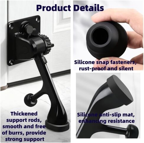 2-in-1 Kick Down Door Stopper and Holder, Heavy Duty Door Stop with Suction Base, Non-Slip Rubber Tip, Easy Install 4-Hole Backplate for Flate Floor in Saudi Arabia