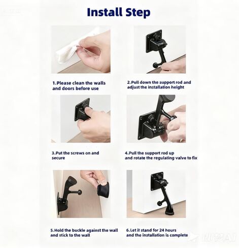 2-in-1 Kick Down Door Stopper and Holder, Heavy Duty Door Stop with Suction Base, Non-Slip Rubber Tip, Easy Install 4-Hole Backplate for Flate Floor in Saudi Arabia