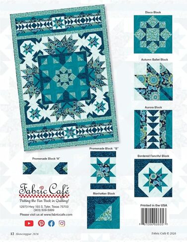 Fabric Café – 2026 Showstopper 5-Yard Quilt Pattern, Bold Statement Quilt Using Five 1-Yard Cuts, Finished Size 46" x 67" in Kuwait