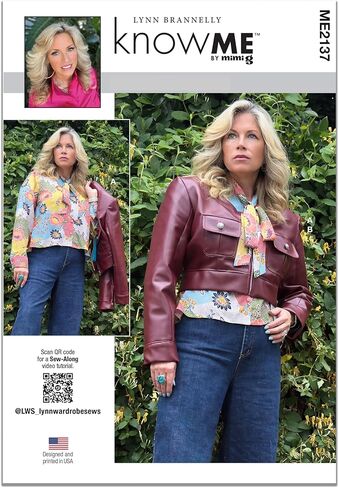 Know Me ME2137N5 Misses' V-Neck Button Down Blouse and Cropped Jacket Sewing Pattern Packet by Lynn Brannelly, Design Code ME2137, Sizes 10-12-14-16-18 in Kuwait