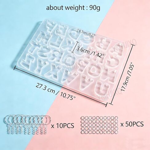 26Cavity Letter Resin Keychain Mold Kit,Striped Alphabet Silicone Epoxy Casting Mold with Keychain Rings,for DIY Initial Keychains,Personalized Letter Charms,Jewelry Making in Saudi Arabia