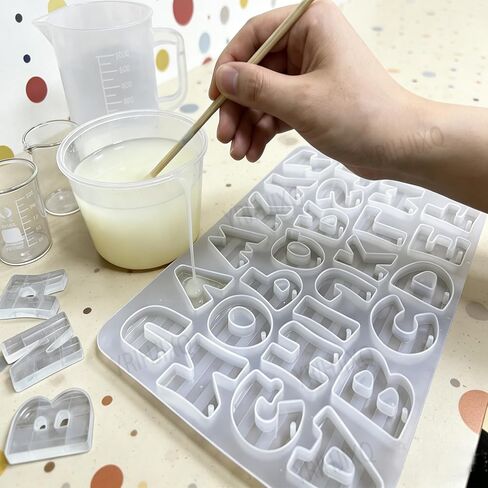 26Cavity Letter Resin Keychain Mold Kit,Striped Alphabet Silicone Epoxy Casting Mold with Keychain Rings,for DIY Initial Keychains,Personalized Letter Charms,Jewelry Making in Saudi Arabia