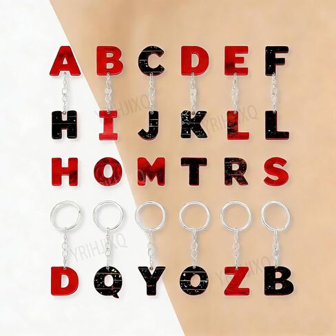 26Cavity Letter Resin Keychain Mold Kit,Striped Alphabet Silicone Epoxy Casting Mold with Keychain Rings,for DIY Initial Keychains,Personalized Letter Charms,Jewelry Making in Saudi Arabia