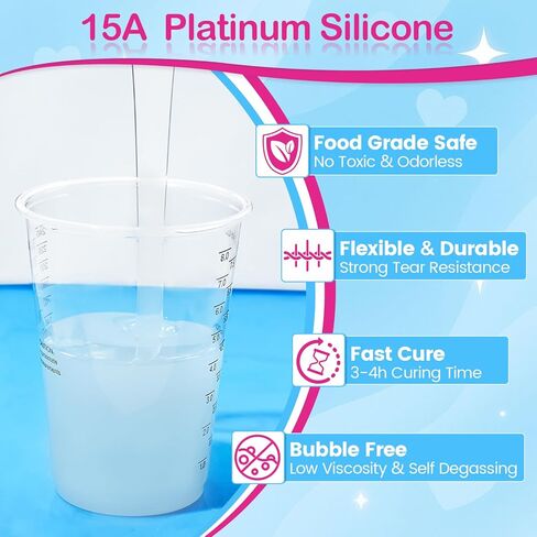 Silicone Mold Making Kit 34oz, 15A Platinum Liquid Silicone Rubber for Casting Resin Molds, Soap, Candle, Silicone Molds in Saudi Arabia
