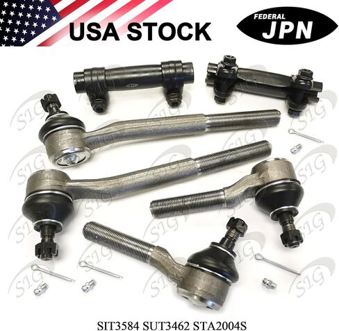 6PC Front Steering Kit Front Left & Right Inner and Outer Tie Rod Ends & Steering Tie Rod End Adjusting Sleeves Compatible with 1999 2000 2001 Oldsmobile Bravada Ref# ES3462 ES3584 ES2004S in Kuwait