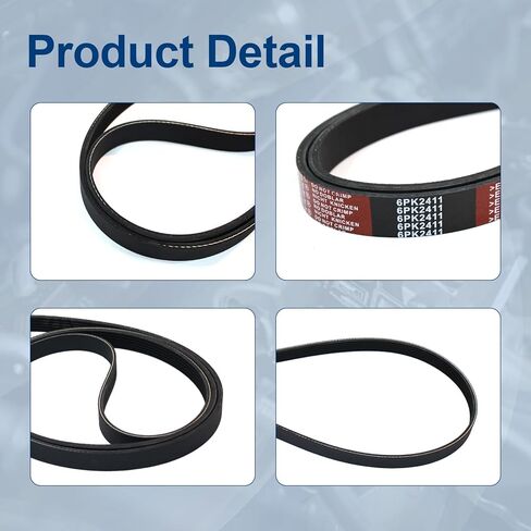 AUCERAMIC 6PK2411 حزام محرك سيربنتين مناسب لسيارة شيفروليه إكوينوكس إمبالا 3.6L V6 2010-2017/AUDI 2005-2008 A4 2006-2011 A6 2014-2016 Q5 V6 Gas/GMC سوبربان سييرا تيرين/كاديلاك SRX V6 غاز #6PK2413 in Kuwait