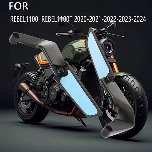 FOR Rebel 1100 2020-2024 Refit Invisible Rearview Mirror Wind Wing Rearview Mirror Adjustable 360° Sports Rearview Mirror Suitable Rebel1100 Rebel1100T Motorcycle Accessories (blue lens) in Saudi Arabia