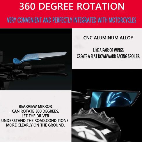 FOR Rebel 1100 2020-2024 Refit Invisible Rearview Mirror Wind Wing Rearview Mirror Adjustable 360° Sports Rearview Mirror Suitable Rebel1100 Rebel1100T Motorcycle Accessories (blue lens) in Saudi Arabia