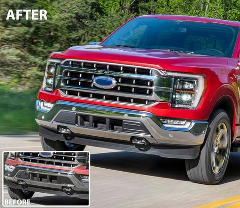 وسادات واقيات الصدمات الأمامية لـ 2021+ F150، حشوات المصد الأمامي لدرع الجسم وغطاء حافة مضاد للخدش لملحقات Ford F-150 2021 2022 2023 (قطعتان، أسود) in Kuwait