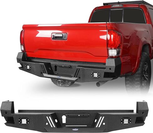 Hooke Road Tacoma Stubby Sharp Front Bumper for 2016-2023 Toyota Tacoma 3rd Gen Truck, Solid Steel Bumper with LED Lights and D-Ring Mounts in Kuwait