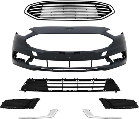 غطاء المصد الأمامي الكامل من PENSUN مع شبكة علوية سفلية وأغطية مصابيح الضباب تناسب 2017 2028 Ford Fusion - OE Style in Kuwait