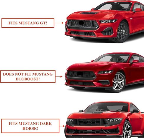 Hood Air Vent Scoop Insert for 2024-2026 Ford Mustang EcoBoost Gloss Black, Replacement Accessories for Mustang EcoBoost in Saudi Arabia