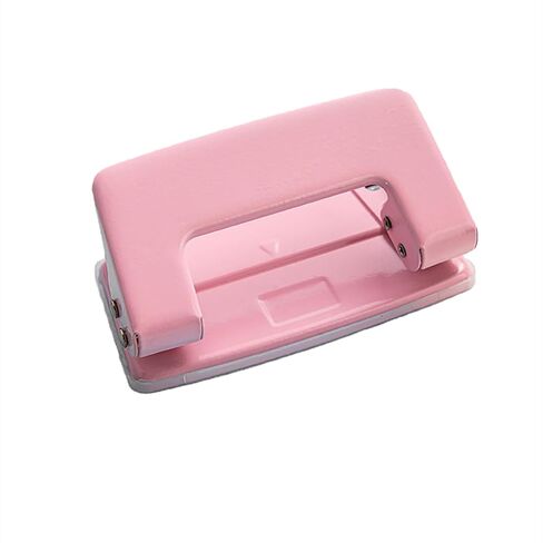 2-Hole Paper Puncher, 6mm Round Hole Spacing Puncher, Non-Slip Paper Punch Tool for Office Home Journal Scrapbook, Pink in Saudi Arabia