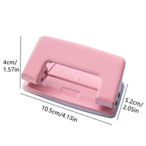 2-Hole Paper Puncher, 6mm Round Hole Spacing Puncher, Non-Slip Paper Punch Tool for Office Home Journal Scrapbook, Pink in Saudi Arabia