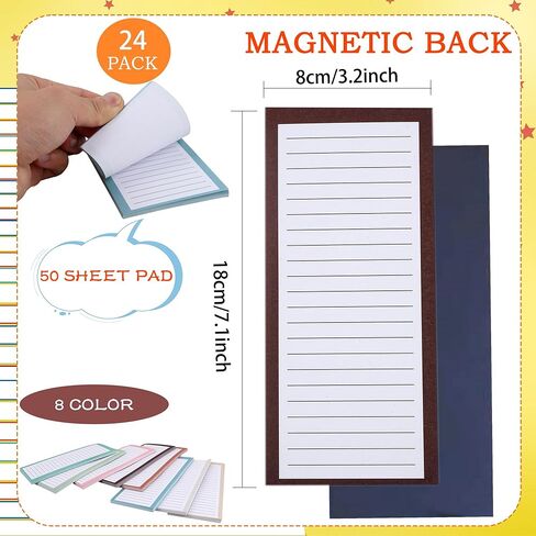 24 Pcs Magnetic Notepads for Refrigerator Grocery Shopping Magnet Pad Full Magnet Back Notepads Magnetic Note Pads Lists for Fridge Kitchen Shopping Grocery,50 Page in Kuwait