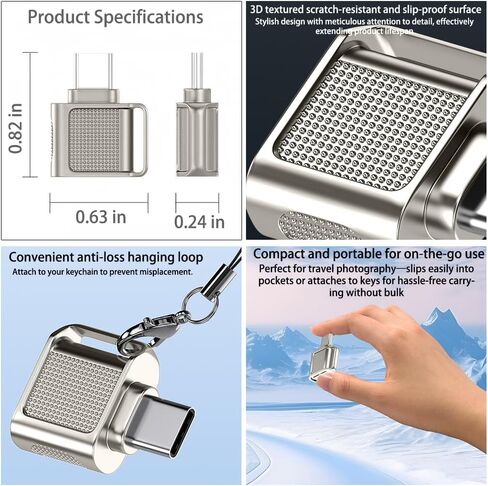 Micro SD Card Reader Compatible for Phone 16/15 Product Range, Mini USB Type C to Micro SD/TF Card Reader Viewer Micro SD Card Adapter, Plug and Play, Grey in Saudi Arabia