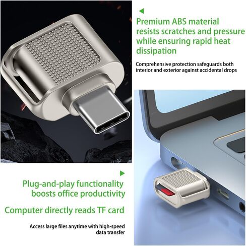 Micro SD Card Reader Compatible for Phone 16/15 Product Range, Mini USB Type C to Micro SD/TF Card Reader Viewer Micro SD Card Adapter, Plug and Play, Grey in Saudi Arabia