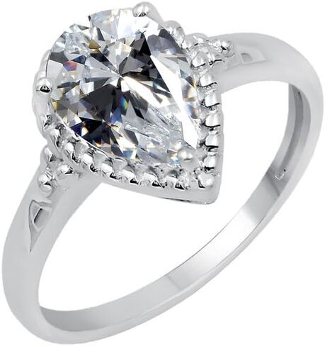 TISHAVI Natural Gemstone Rings For Women Sterling Silver, Solitaire Rings For Women Sterling Silver, 7x10 Pear Stone Sterling Silver Rings For Women in Saudi Arabia