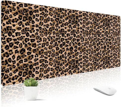 Mouse Pad Leather Desk Mat Large Keyboard Cute Office Desktop Computer Laptop XXL Long Big Aesthetic Modern Design Women Girls Gaming Gamer Oversized Wide Mousepad 31.5"x15.7", Leopard in Saudi Arabia
