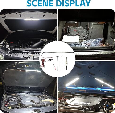Under Hood LED Light Kit, 12V Waterproof Car Under Hood Work LED Light Bar, Automatic On/Off Self-Adhesive Underhood Work Inspection Light Strip, Universal for Most Vehicles in Saudi Arabia