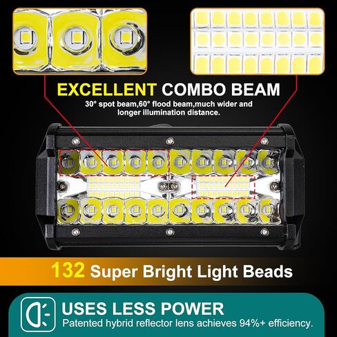 12V LED Light bar & LED Pod Lights: 7 Inch Off Road Light Bar for Trucks & Jeep, Waterproof Kit with Plug & Play Wiring Harness | High Lumen Driving Beams for ATV, Tractor in Saudi Arabia