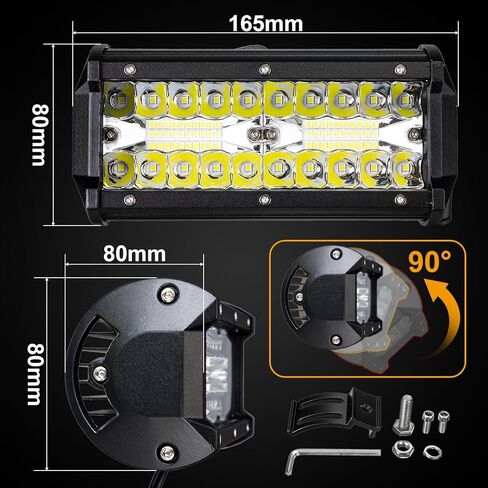 12V LED Light bar & LED Pod Lights: 7 Inch Off Road Light Bar for Trucks & Jeep, Waterproof Kit with Plug & Play Wiring Harness | High Lumen Driving Beams for ATV, Tractor in Saudi Arabia