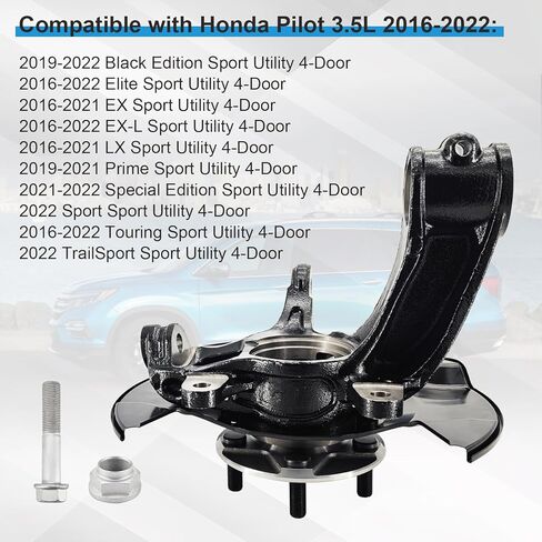 686-373 Front Driver Side Steering Knuckle 51211-TZ5-A00 Front Left Wheel Hub Steering Knuckle Assembly Compatible with Honda Pilot 3.5L V6 2016-2022 in Saudi Arabia