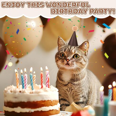 Lonfliness 48Pcs Mini Brown Birthday Party Hats for Stuffed Animals 3Inch Adjustable Cone Caps with DIY Pom Poms Brown Mini Party Hats Pets Dolls Kids Small Boho Birthday Decorations Kit for Holidays in Kuwait