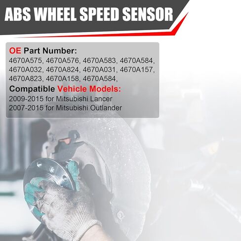 4 Pcs ABS Wheel Speed Sensor Fit for 2009-2015 for Mitsubishi Lancer 2007-2015 for Mitsubishi Outlander 4670A575 4670A576 4670A583 Rear Left Rear Right Front Left Front Right ABS Sensors in Saudi Arabia