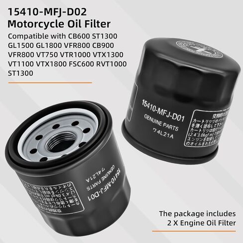 Oil Filter 15410-MFJ-D02 15410-MFJ-D01 - Compatible with Honda GXV530, GXV530R, ES6500 - Replaces 15410-MCJ-000, 15410-MCJ-003 (2 Pack) in Saudi Arabia