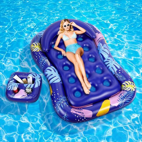 MoKo Inflatable Pool Floats Adult-Water Lounge with Detachable Headrest & Cup Holders Pool Lounger Float Raft Swimming Pool Floaties Toys for Party Lake Summer Beach Outdoor in Saudi Arabia