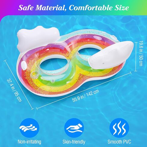 MoKo Inflatable Pool Floats Adult-Water Lounge with Detachable Headrest & Cup Holders Pool Lounger Float Raft Swimming Pool Floaties Toys for Party Lake Summer Beach Outdoor in Saudi Arabia