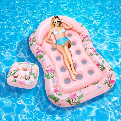 MoKo Inflatable Pool Floats Adult-Water Lounge with Detachable Headrest & Cup Holders Pool Lounger Float Raft Swimming Pool Floaties Toys for Party Lake Summer Beach Outdoor in Saudi Arabia