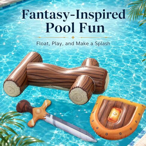 Inflatable Floating Row Toys for Adult, Log Rafts to Float Toys (with Inflatable Sabers and Shields), Funny Pool Toys for Summer Beach, Pool Party, Water Games in Saudi Arabia
