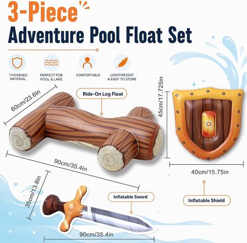 Inflatable Floating Row Toys for Adult, Log Rafts to Float Toys (with Inflatable Sabers and Shields), Funny Pool Toys for Summer Beach, Pool Party, Water Games in Saudi Arabia