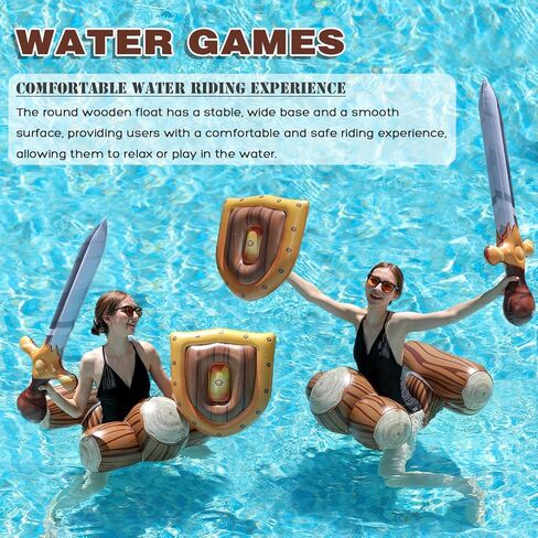 Inflatable Floating Row Toys for Adult, Log Rafts to Float Toys (with Inflatable Sabers and Shields), Funny Pool Toys for Summer Beach, Pool Party, Water Games in Saudi Arabia