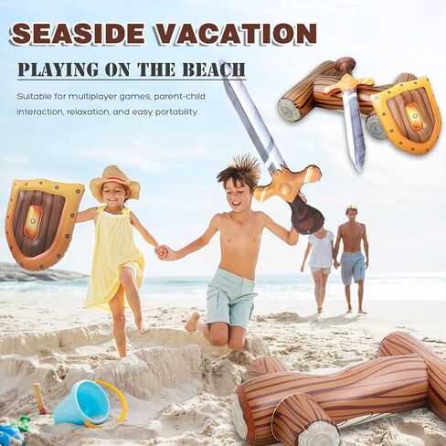 Inflatable Floating Row Toys for Adult, Log Rafts to Float Toys (with Inflatable Sabers and Shields), Funny Pool Toys for Summer Beach, Pool Party, Water Games in Saudi Arabia