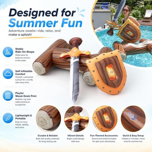 Inflatable Floating Row Toys for Adult, Log Rafts to Float Toys (with Inflatable Sabers and Shields), Funny Pool Toys for Summer Beach, Pool Party, Water Games in Saudi Arabia