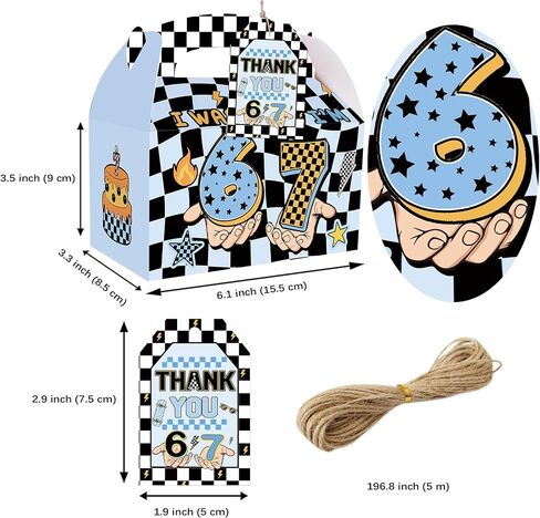 READIGO Blue 6 7 Birthday Party Favor Boxes 12PCS I Was 6 Now I’m 7 Gift Boxes with Thank You Tags in Saudi Arabia