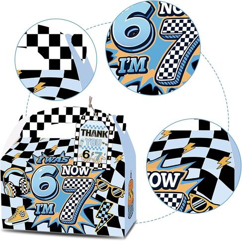 READIGO Blue 6 7 Birthday Party Favor Boxes 12PCS I Was 6 Now I’m 7 Gift Boxes with Thank You Tags in Saudi Arabia