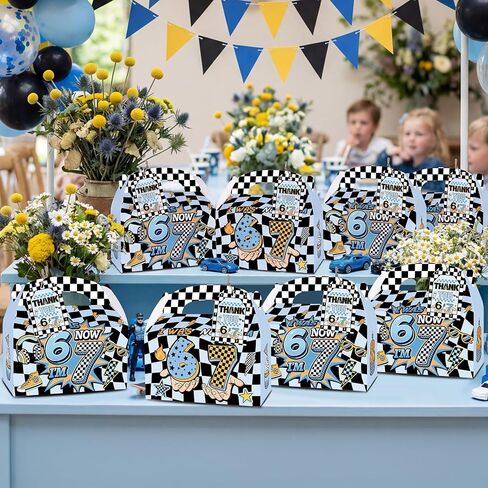 READIGO Blue 6 7 Birthday Party Favor Boxes 12PCS I Was 6 Now I’m 7 Gift Boxes with Thank You Tags in Saudi Arabia