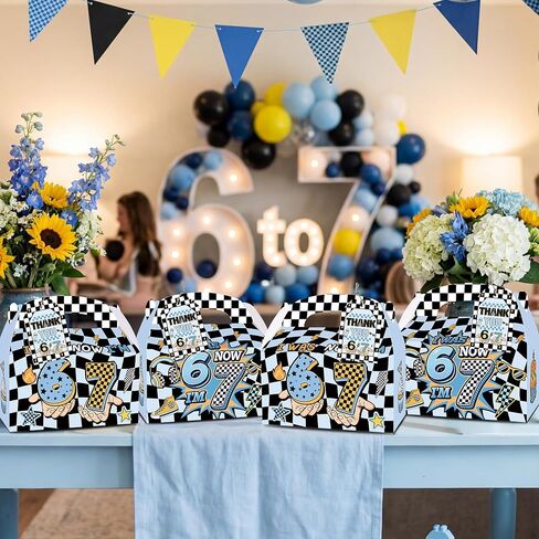 READIGO Blue 6 7 Birthday Party Favor Boxes 12PCS I Was 6 Now I’m 7 Gift Boxes with Thank You Tags in Saudi Arabia