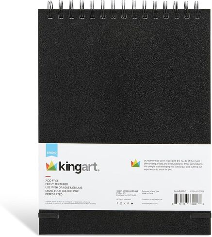 KINGART Black Paper Sketchbook – 8 x 10.5 Inch, 1-Pack – 75 Sheets (70 lb / 110 GSM), Premium Acid-Free Heavyweight Dark Drawing Pad for Charcoal & Gels in Kuwait