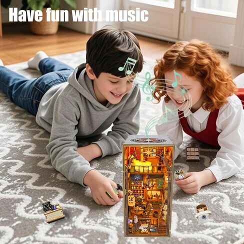Magic House Book Nook Kit - 3D Wood DIY Fantasy Cottage with LED Lights& Music, Enchanted Miniature House Craft for Adults Teens, Magic Bookshelf Decor & Puzzle Gift in Saudi Arabia