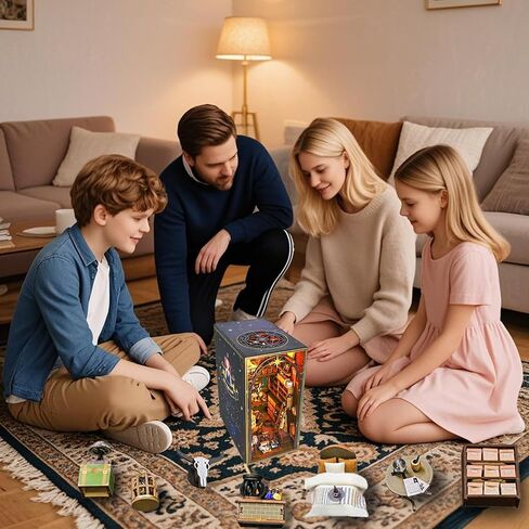 Magic House Book Nook Kit - 3D Wood DIY Fantasy Cottage with LED Lights& Music, Enchanted Miniature House Craft for Adults Teens, Magic Bookshelf Decor & Puzzle Gift in Saudi Arabia