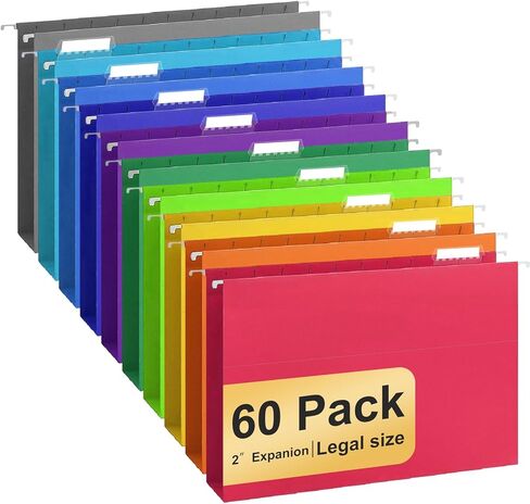 Hanging File Folders Legal Size, 50 Pack File Folders with 1/5 Cut Adjustable tabs, 2" Expansion, Reinforced Hanging Folders Legal Size, Designed for Legal and Law Office File Organization in Saudi Arabia